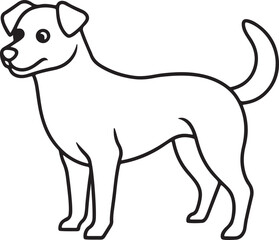 Vector black and white illustration of a sitting dog isolated on a white background.