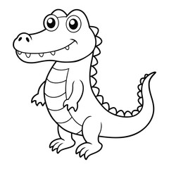 Fototapeta premium Crocodile Outline Design, Crocodile Clipart, Cute Baby Crocodile illustration in black and white 