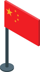 Isometric 3d illustration of the china flag waving in the wind