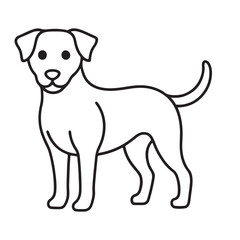 Vector black and white illustration of a sitting dog isolated on a white background.