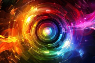 Obraz premium A mesmerizing blend of various colors is creating a vibrant and dynamic circular motion that captivates the eye