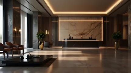 3d render of luxury hotel reception lobby.generative.ai