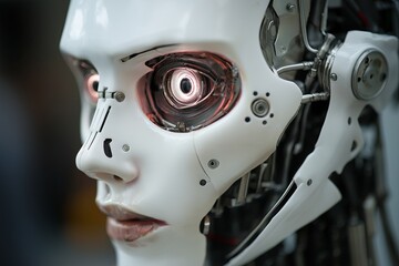 Fototapeta premium Futuristic Humanoid Robot with Human-like Features