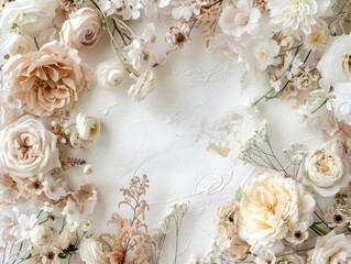 Charming Floral Wedding Design with Delicate Colors on White Background