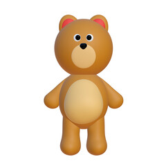 Teddy bear 3D on png transparent background.