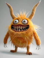 Obraz premium 3d cute furry monster,3d cartoon character