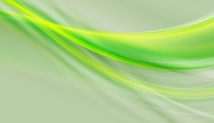 Abstract bright green smooth shiny waves blurred elegant background. Vector design