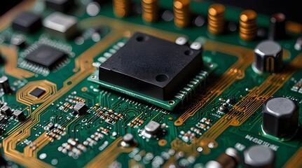 Computer part circuit board close up photo.generative.ai