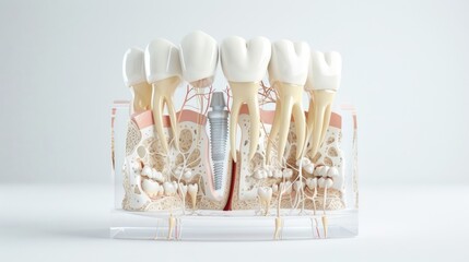 Detailed 3D Model of Human Teeth with Roots and Nerves for Dental Anatomy and Orthodontic Education in 32K Resolution, Generative Ai