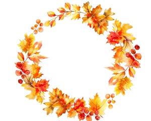 Autumn Sun Wreath. Colorful Fall Chaplet for Wedding Invitation or Baby Shower Decoration