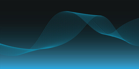 Abstract blue smooth wave on a white background. Dynamic sound wave. Design element. Vector illustration.