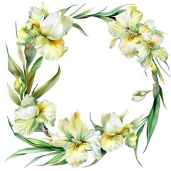 Elegant Floral Wreath with White Irises for Wedding Invitations