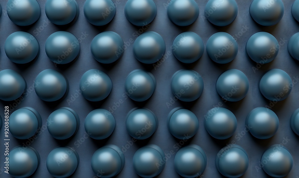 Poster seamless 3d chambray blue sphere grid with subtle reflections and shadows