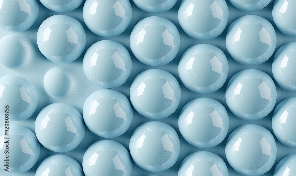 Poster seamless 3d chambray blue sphere grid with subtle reflections and shadows