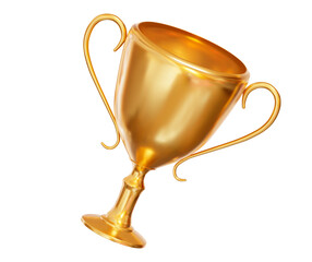 3d realistic golden trophy cup. Stock vector illustration on isolated background.	
