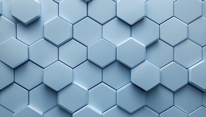 Fototapeta premium Seamless 3D Chambray Blue Hexagonal Tiles Creating a Honeycomb Effect
