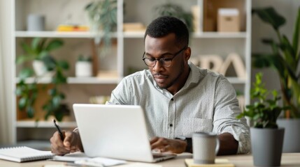 Obraz premium A father sitting at a desk teaching his young son essential life skills like budgeting and financial management using a notebook and calculator in a cozy
