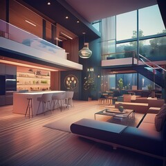 Modern smart house interior
