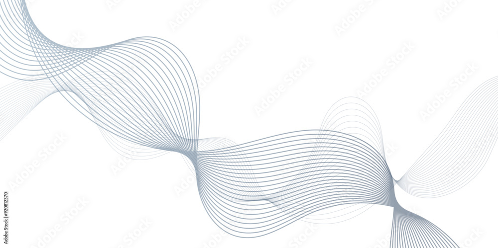 Poster Smooth wave abstract vector background with shadow. background image with dynamic curves. Abstract blue futuristic blend waves lines technology background and sound wave lines on white background.	