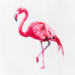 Obraz premium Minimalist Watercolor Painting of a Bright Pink Flamingo Bold and Vibrant Tropical Art