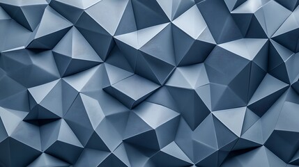 Obraz premium Seamless 3D Chambray Blue Wallpaper with Triangular Facets and Crystalline Effect
