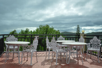 Table and chairs in the balcony