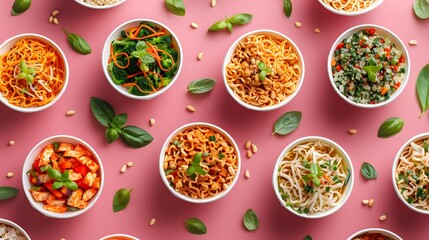 Healthy Cookery: A Generative AI Picture of Spicy Noodle Types in Rustic Settings