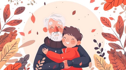 Obraz premium Grandfather’s Love: Intimate Family Card Design