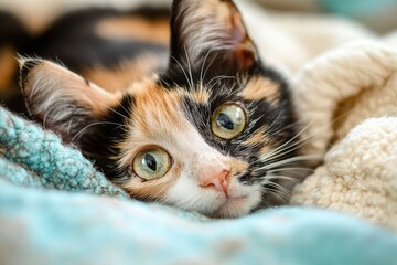 Calico Animal Spay: Colorful Print for Pet Adoption Postcard