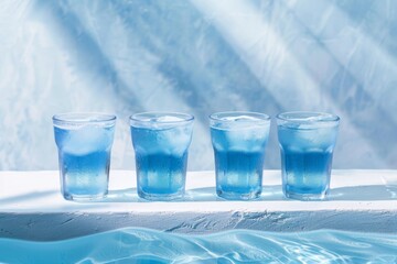 Non-alcoholic 'Blue Ocean' cocktail with passion fruit, grapefruit and curacao. Beautiful simple AI generated image in 4K, unique.