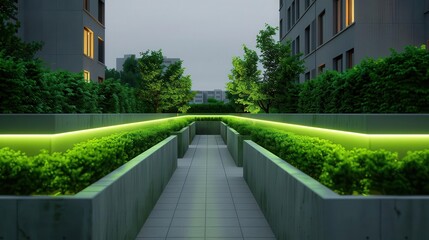 Naklejka premium Eco-friendly Sustainable seamless infrastructure with a bright, eco-friendly layout, for futuristic cityscapes, Commercial Use