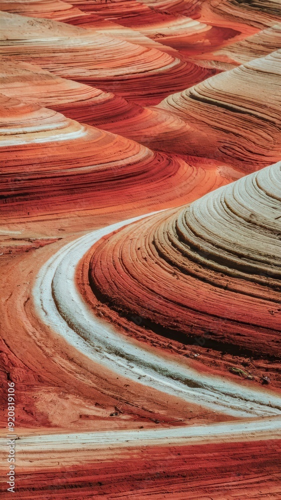 Poster A man riding a horse through the desert in an area with red and white formations, AI