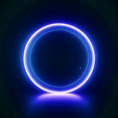 a neon ring that glows in a bright blue color on a black background