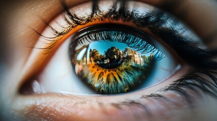 Fototapeta premium Reflection of a City in an Eye.