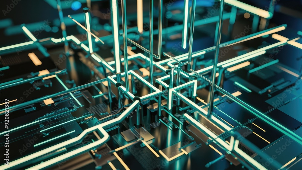 Poster abstract technology background with connected lines and nodes