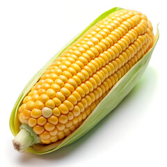 Fresh Yellow Corn on the Cob Isolated on White Background