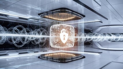 Obraz premium Cybersecurity technology for a safe and secure environment on a white background