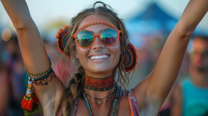 Oppikoppi Festival (South Africa). woman in the Oppikoppi Festival, capturing the festival's eclectic spirit, diverse music, and the vibrant energy of its attendees.