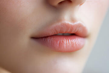 natural women's lips with lipstick