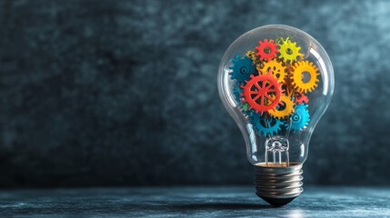 A light bulb with colorful gears inside, depicting the mechanics of a smart idea in business
