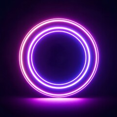 double neon ring that glows in a bright purple color on a black background