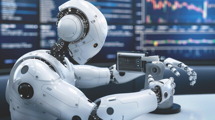 Fototapeta premium Advanced robots are engaged in precise technological operations.