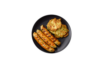 Delicious fresh vegetarian sausage or sausage made from vegetable protein tofu or seitan legumes