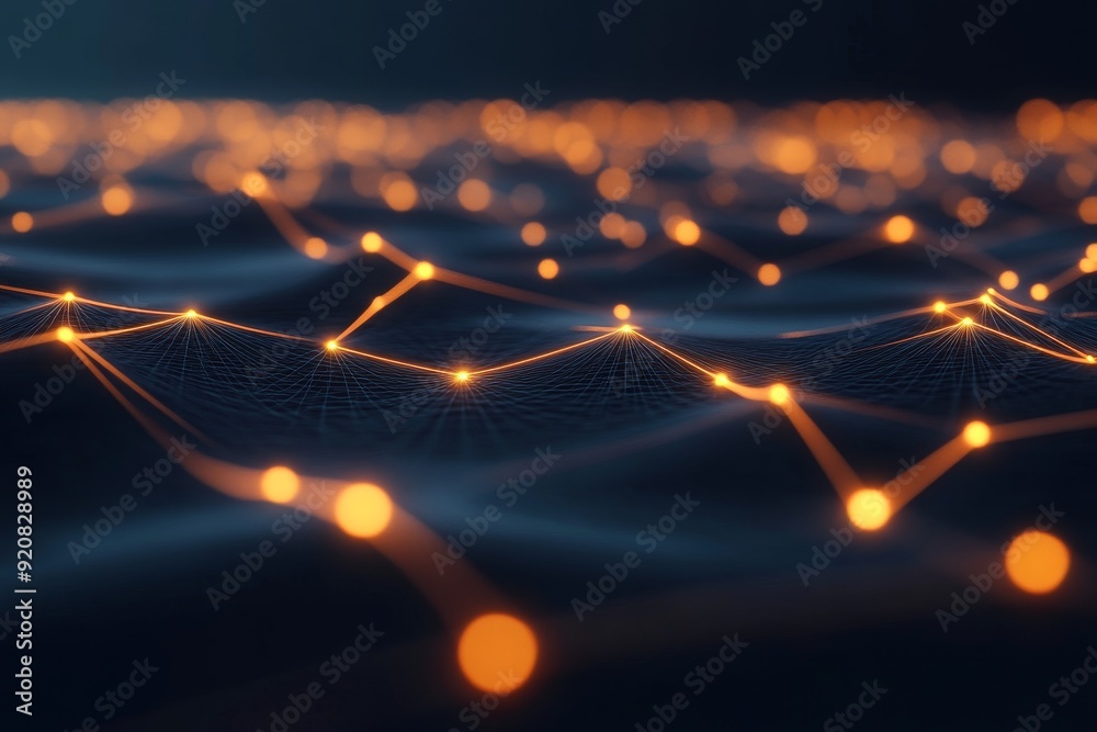 Poster an abstract polygonal modern science background with connecting dots and lines rendered in 3d.