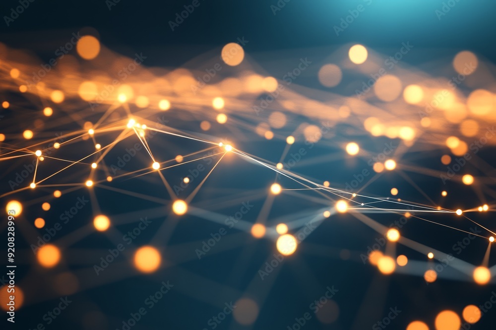 Poster this is an abstract technology background with lines and dots connected in a polygonal design. it is