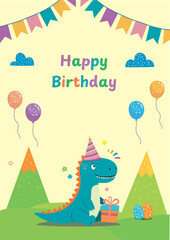 childrens dinosaur greetings set cards. Happy Birthday childrens party