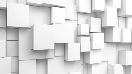 Obraz premium 3D Modern Abstract White Geometric Background. White color technology concept geometric square background. Minimal geometric white light background abstract concept.