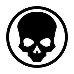 Black skull icon illustration. Comic style. T-shirt print for Horror or Halloween. Hand drawing illustration isolated on white background. Vector EPS 10