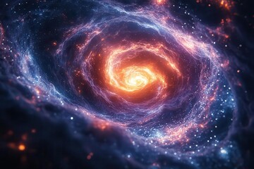 cosmic nebula explosion swirling galaxies of vibrant colors dark matter threads stars being born in cosmic dance