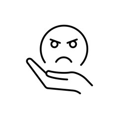 Angry emoji outline icons, minimalist vector illustration ,simple transparent graphic element .Isolated on white background